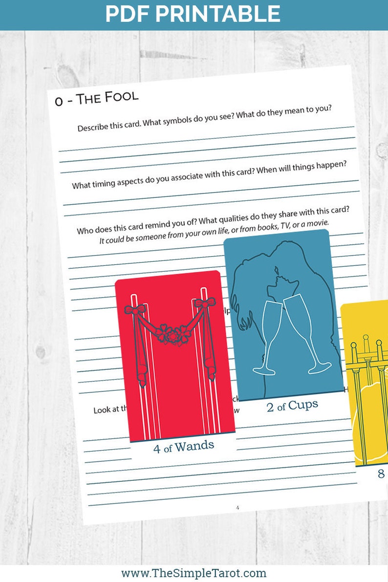 PDF Printable Tarot Card Meanings Workbook create your own