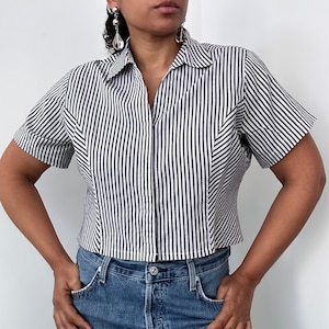 Long Sleeve Crop Black and White Stripes Etsy UK