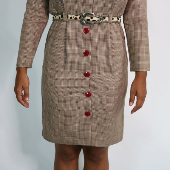 90s Plaid Dress | Fitted Secretary Dress | Plaid … - image 6