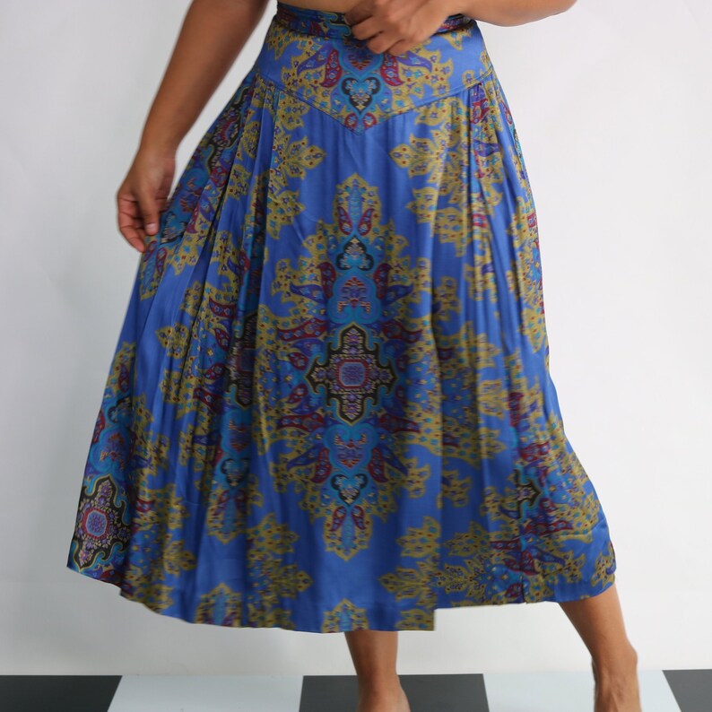 Tapestry Skirt Vintage Midi Skirt Brocade Skirt Pleated Midi Skirt Vintage Circle Skirt Vintage High Waist Skirt Medium