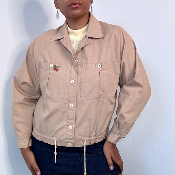 90s Gitano Khaki Button Up Bomber Windbreaker Jac… - image 3