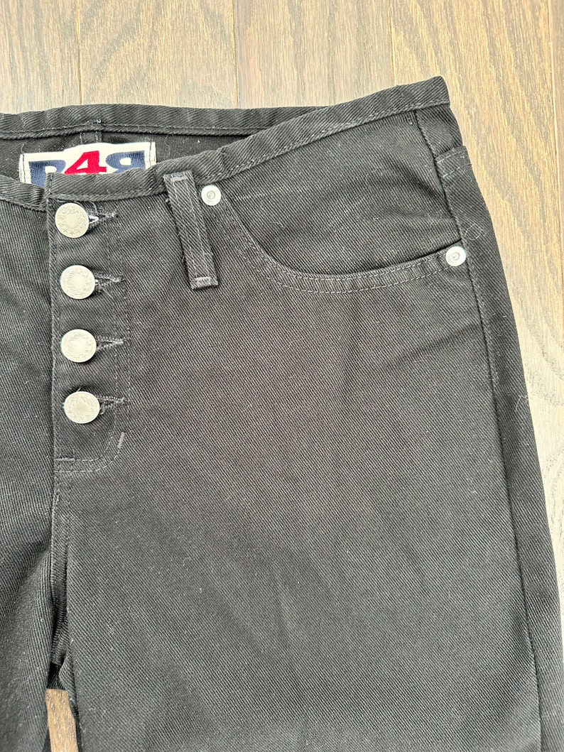 Y2K Black Jeans 100% Cotton Black Denim Flares size 9 Medium image 8