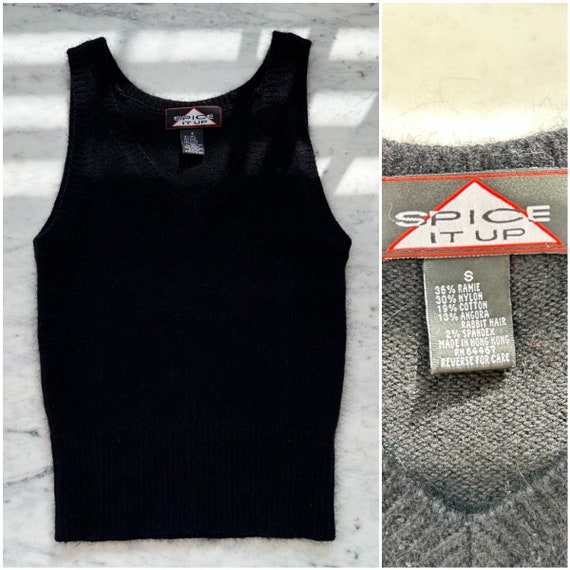 90s Angora Blend Sweater Vest | Vintage Black Swe… - image 1