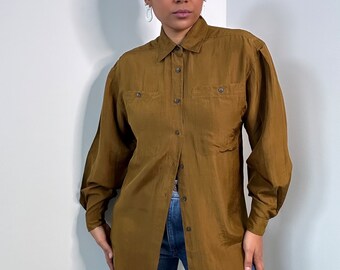 90s Express Silk Blouse | Silk Button up Blouse | Vintage 90s Express Silk Blouse | Silk Button up Blouse | Vintage