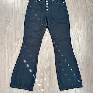 Y2K Black Jeans 100% Cotton Black Denim Flares size 9 Medium image 1