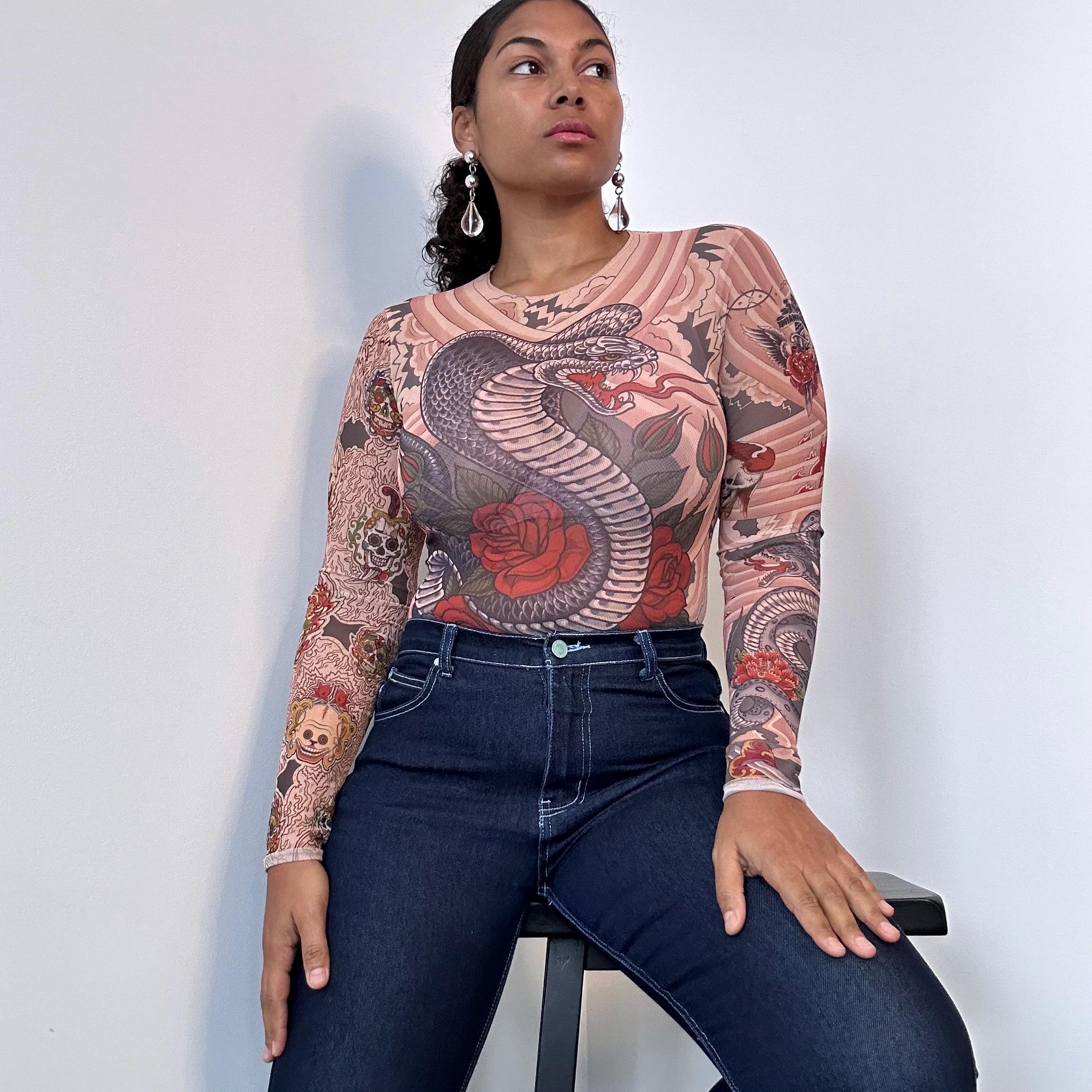 Snake Print Mesh Top - Etsy