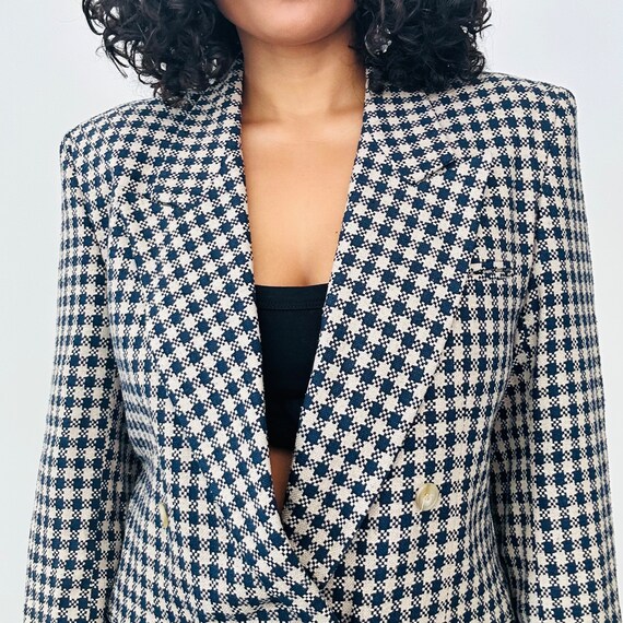 80s Checkered Print Blazer | 80s Austin Reed Silk… - image 5