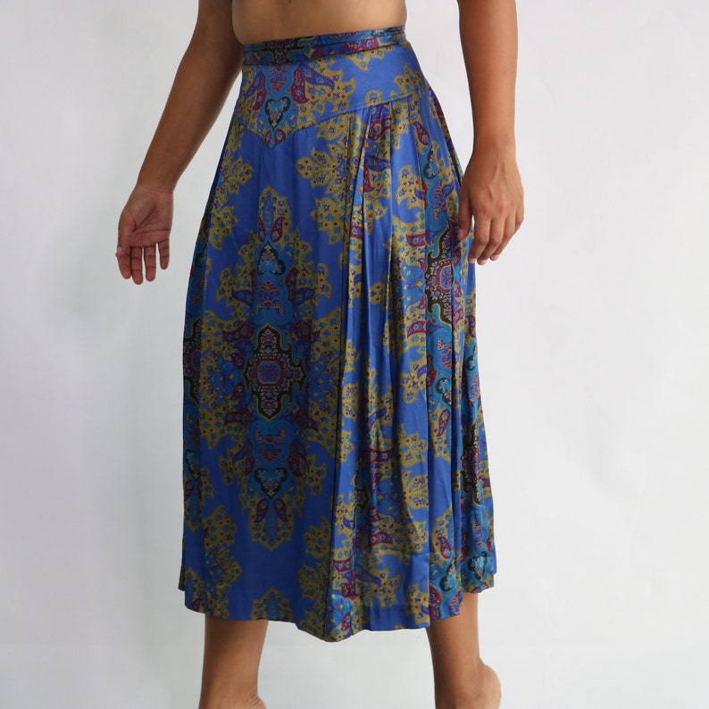 Tapestry Skirt Vintage Midi Skirt Brocade Skirt Pleated Midi Skirt Vintage Circle Skirt Vintage High Waist Skirt Medium