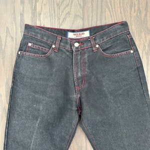 Y2K Black Jeans Red Stitching Details Paris Blues Black Denim Flares Size 7 Medium Made in U.S.A image 6