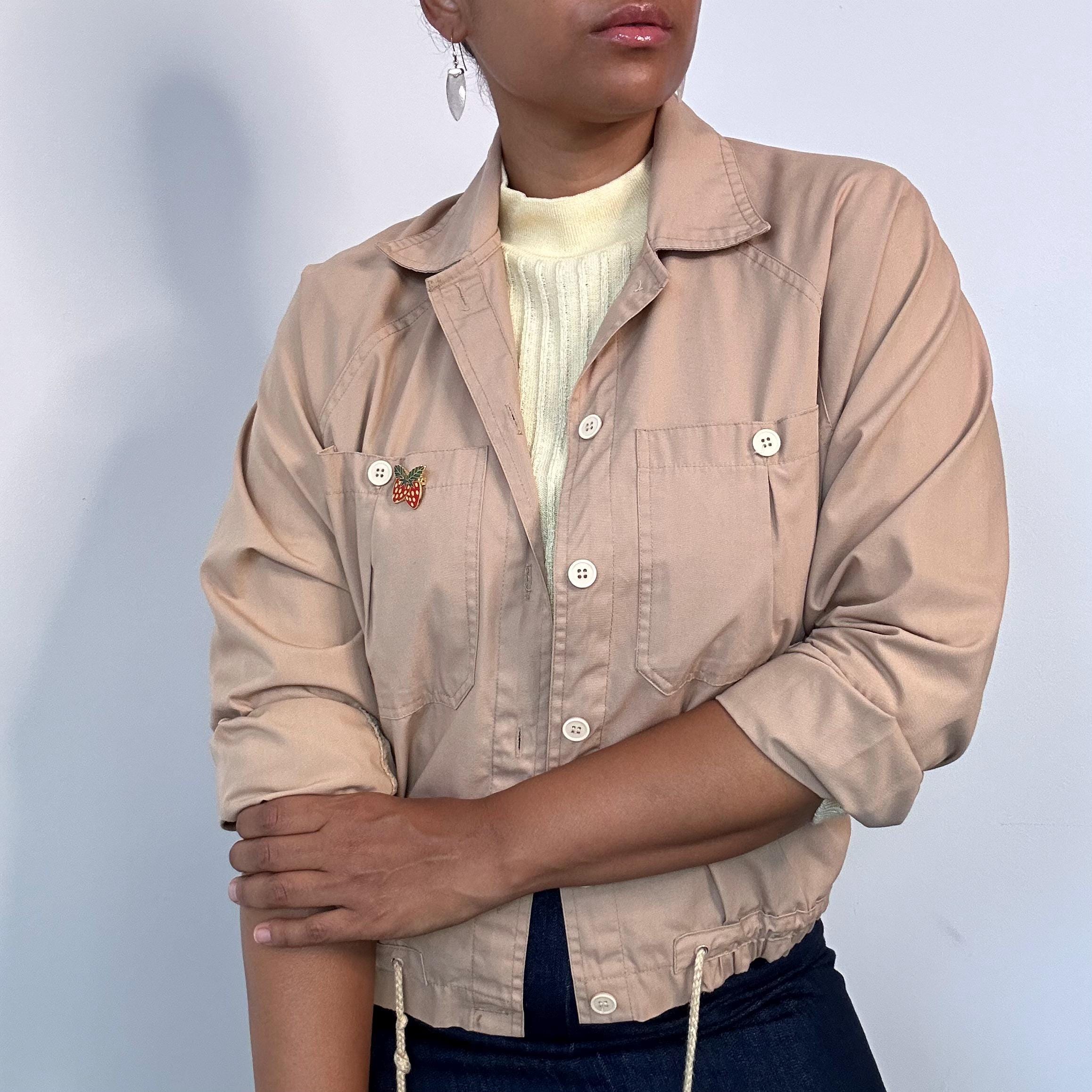 90s Gitano Khaki Button up Bomber Windbreaker Jacket | Medium - Etsy