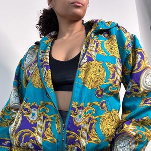90s Gold Brocade Silk Bomber Jacket | Small
