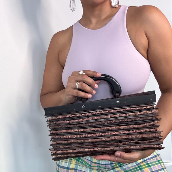 90s Wooden Top Handle Clutch
