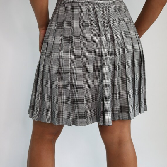 90s Pleated Skirt | Black White Plaid Skirt | Ple… - image 3