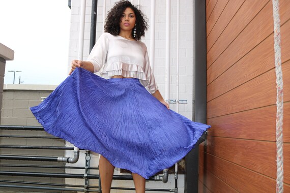 Vintage Silk Skirt | Purple Skirt | Pleated Silk S