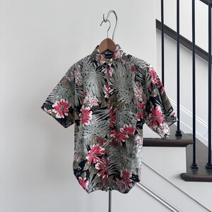 80s Dad Shirt | Hawaiian Print Shirt | Palm Print Shirt | Vintage Button Up | Box Cut Button Up | Small