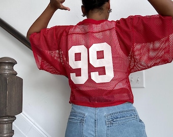 Y2K Football Mesh Denim Jersey | Small Medium Large XL