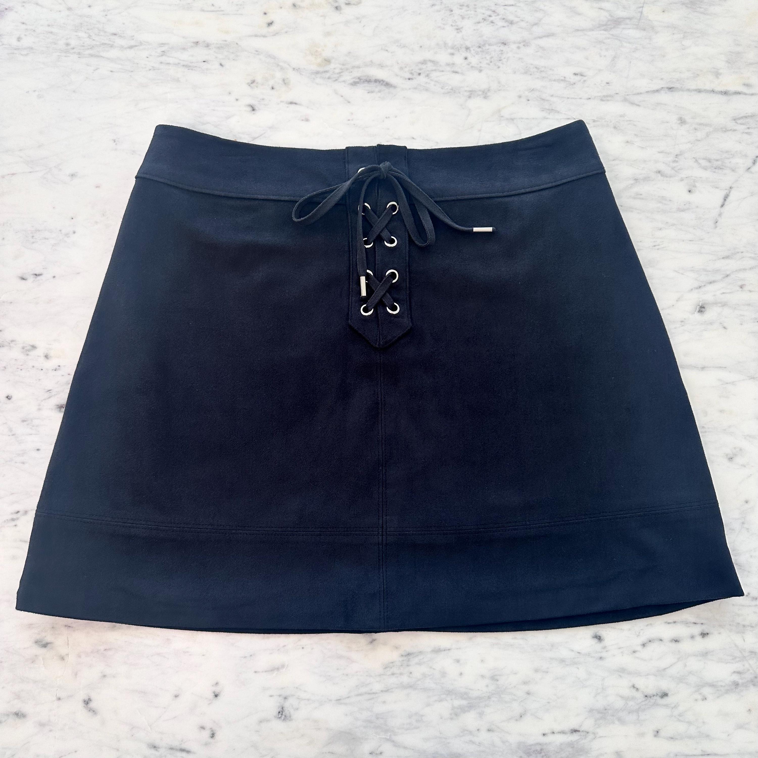 Navy Suede Skirt