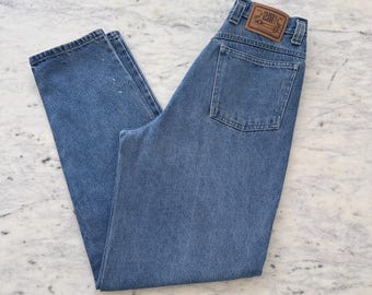Jean mom taille haute années 80 à délavage clair | gloire fanée | Taille 7 Moyenne