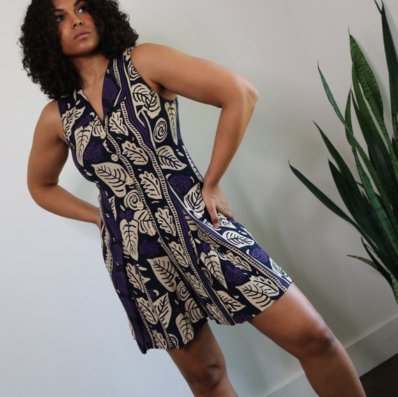 90s Express Romper | Palm Print Romper | Size Med… - image 6