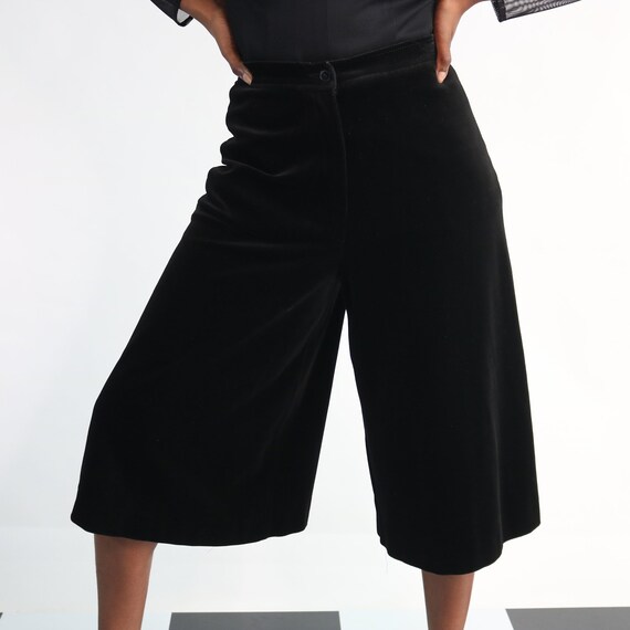 high waisted wide leg velvet pants
