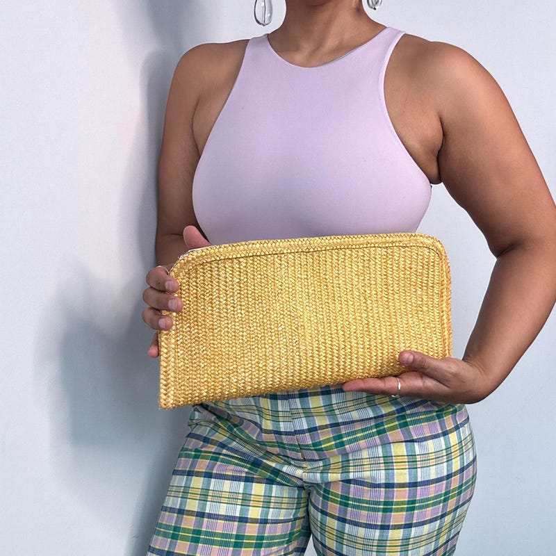 Yellow Metal Bar Clutch Bag main image 1