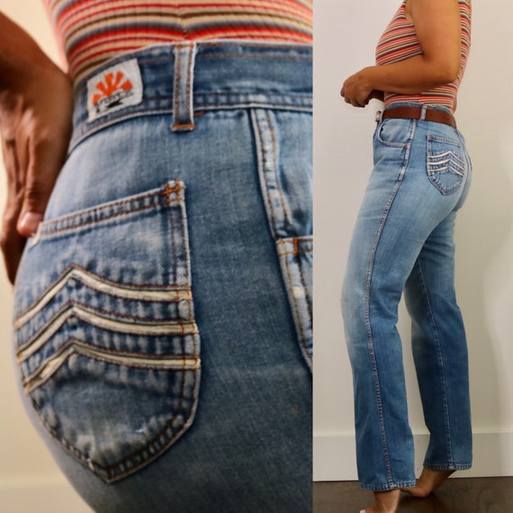 90s Does 70s High Waist Jeans | Vintage Light Wash
