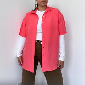 90s Pink Silk Blouse | Medium Large