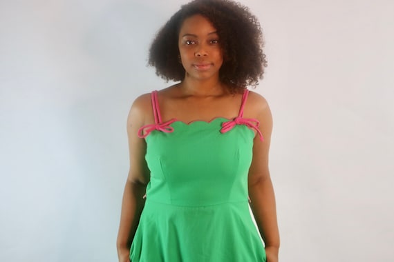 70s Vintage Sun Dress Lanz Pink Green Dress Lanz … - image 2