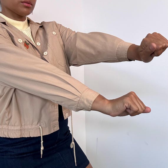 90s Gitano Khaki Button Up Bomber Windbreaker Jac… - image 6