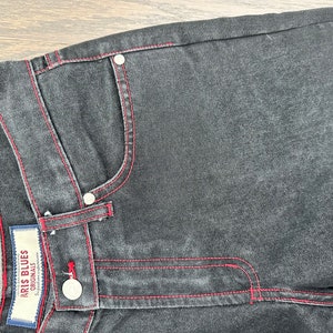 Y2K Black Jeans Red Stitching Details Paris Blues Black Denim Flares Size 7 Medium Made in U.S.A image 5