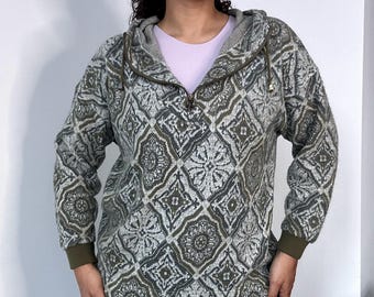VINTAGE 90s 2000s Y2K Orange Chunky Knit Cotton Mix Zippered Zip