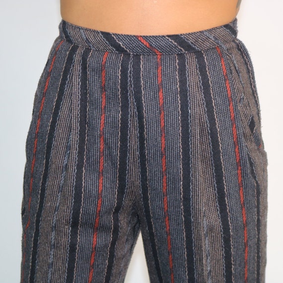 90s Wood Trouser | Grey Striped Pant | Cropped Tr… - image 3
