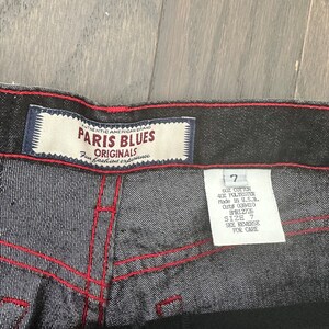 Y2K Black Jeans Red Stitching Details Paris Blues Black Denim Flares Size 7 Medium Made in U.S.A image 3