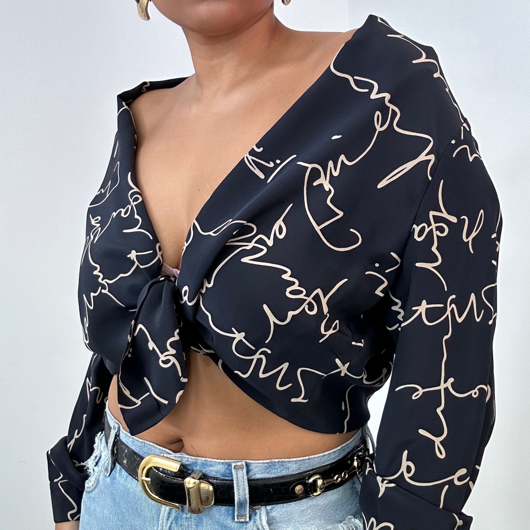 Navy Silk Blouse (Large) 