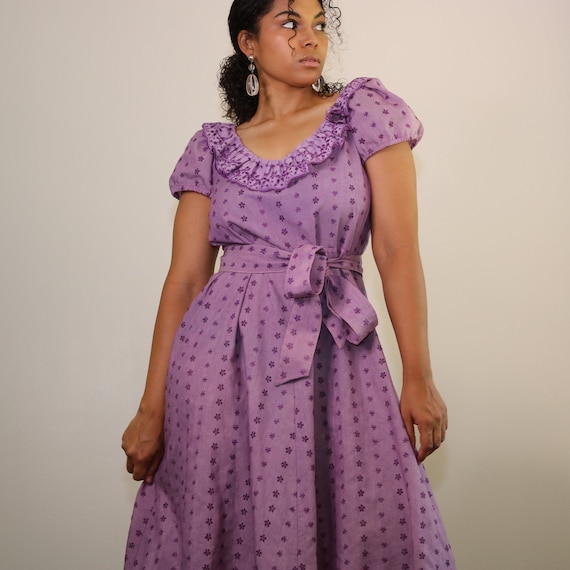 70s Eyelet Dress | Vintage Peasant Dress | 70s Ruf