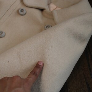 70s Cream Cashmere Coat Vintage Double Breast Coat 70s Union Made Coat White Vintage Coat 70s Cream Peacoat Large image 7