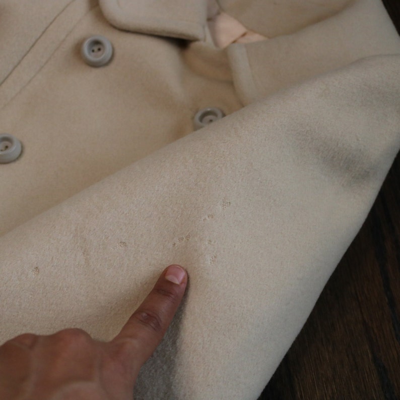 70s Cream Cashmere Coat Vintage Double Breast Coat 70s Union Made Coat White Vintage Coat 70s Cream Peacoat Large image 7