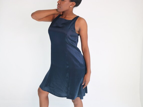 navy blue silk dress