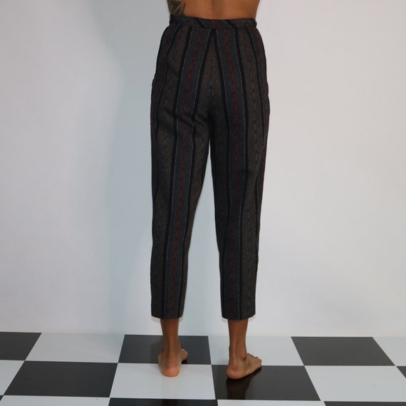 90s Wood Trouser | Grey Striped Pant | Cropped Tr… - image 8