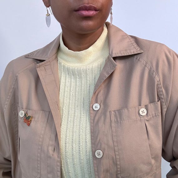 90s Gitano Khaki Button Up Bomber Windbreaker Jac… - image 4