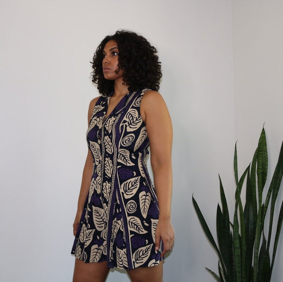 90s Express Romper | Palm Print Romper | Size Med… - image 2