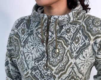 VINTAGE 90s 2000s Y2K Orange Chunky Knit Cotton Mix Zippered Zip