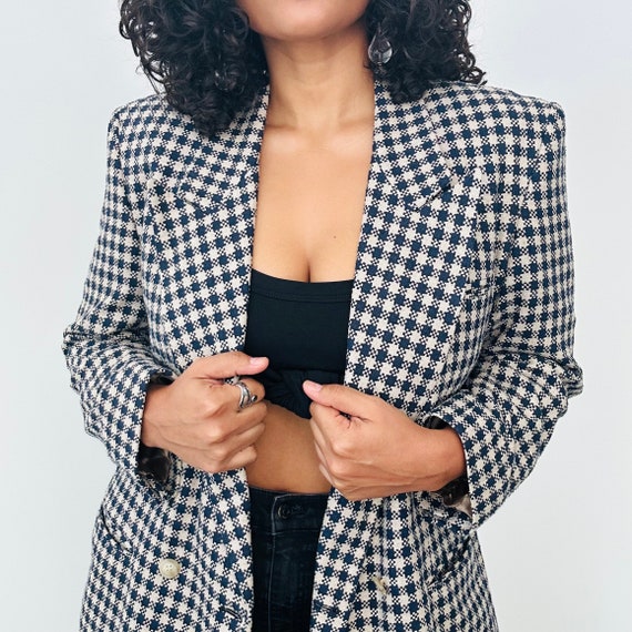 80s Checkered Print Blazer | 80s Austin Reed Silk… - image 2