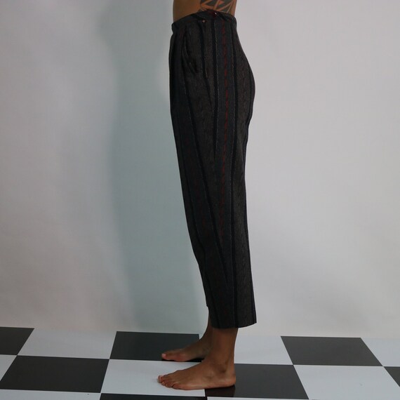 90s Wood Trouser | Grey Striped Pant | Cropped Tr… - image 7