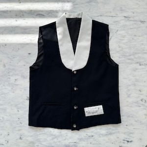 80s Suit Vest | Black and White Vest | Vintage Dinner Vest | Size 12 Medium