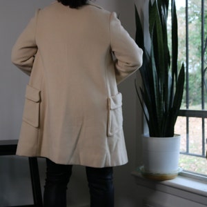 70s Cream Cashmere Coat Vintage Double Breast Coat 70s Union Made Coat White Vintage Coat 70s Cream Peacoat Large image 3