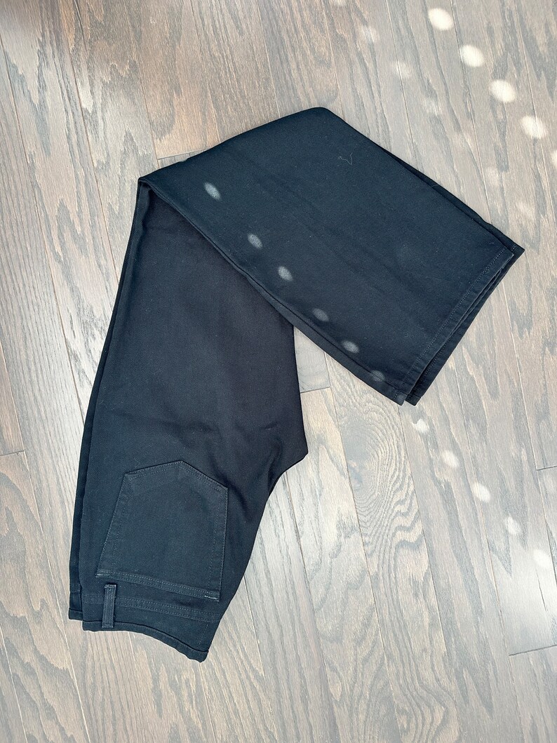 Y2K Black Jeans 100% Cotton Black Denim Flares size 9 Medium image 4