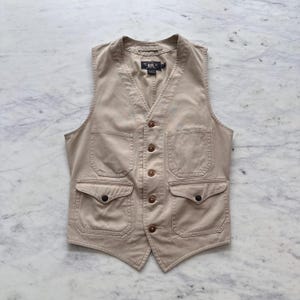 80s Ralph Lauren Canvas Denim Khaki Vest | XS Small - Etsy
