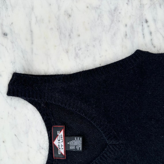 90s Angora Blend Sweater Vest | Vintage Black Swe… - image 3