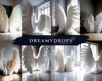 White Angel Wings Digital Backdrops, Maternity Backdrop Overlays, Studio Backdrop Overlays, Fine Art Textures, Photoshop Overlays